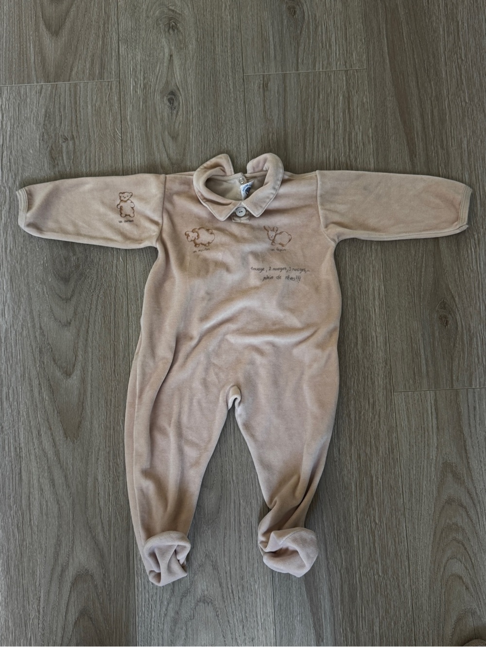 Vintage petit bateau velour footed pajammas